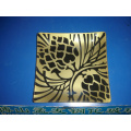 Haonai 210818 glass tempered plate with gold color,square tempered plate.